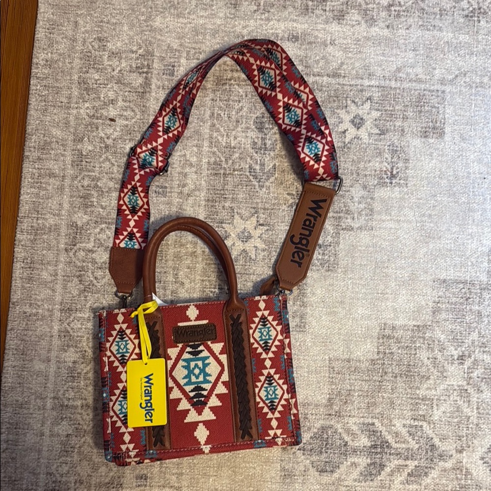 Wrangler Red and Brown Geometric Shoulder Bag